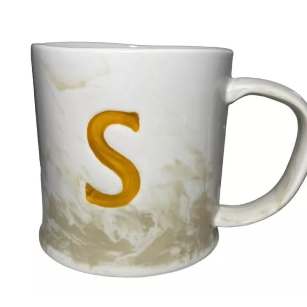 Anthropologie mug Monogram Letter S Initial Mug Marble Coffee Cup Marble…
